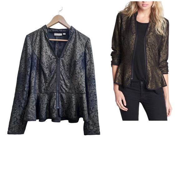 Hinge Overlay Lace Full Zip Peplum Jacket Small Goth Victorian Dark Romance - Picture 1 of 13